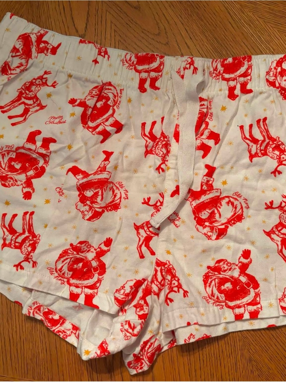 Old Navy White High-Waist Holiday Print Shorts